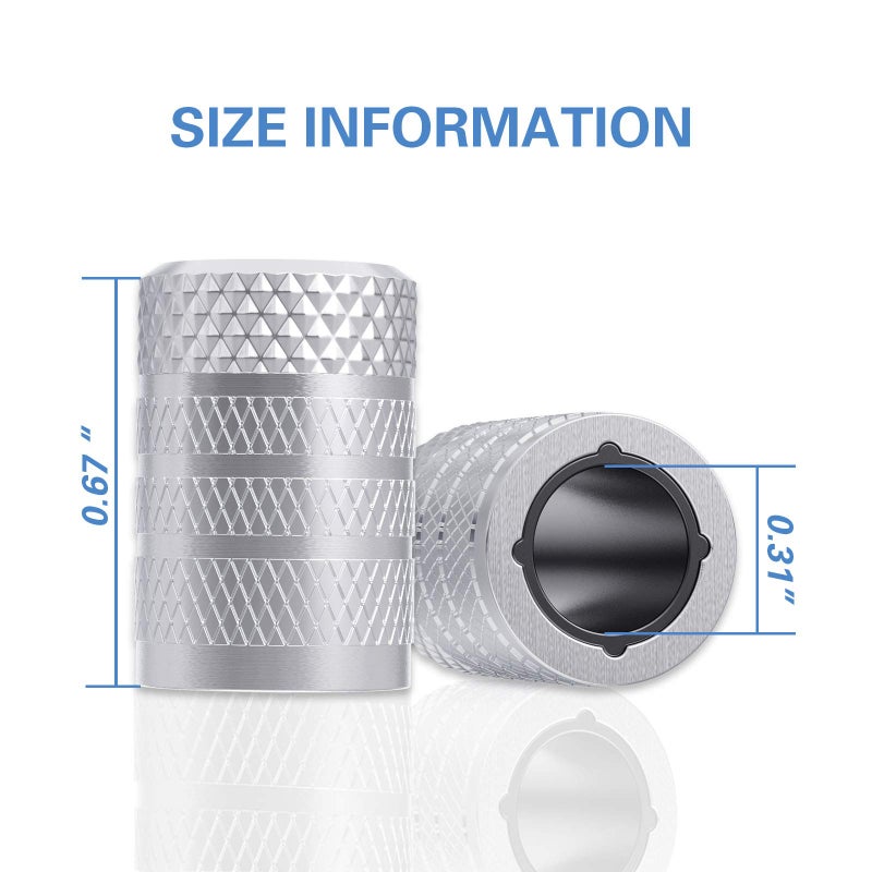 CKAuto أغطية صمامات الإطارات CKAuto، فضي، 4 قطع/عبوة، مجموعة أغطية صمامات الإطارات من الألمنيوم المؤكسد، مقاومة للتآكل، أغطية صمامات عالمية للسيارات والشاحنات والدراجات النارية وسيارات الدفع الرباعي والدراجات الهوائية - Image 4